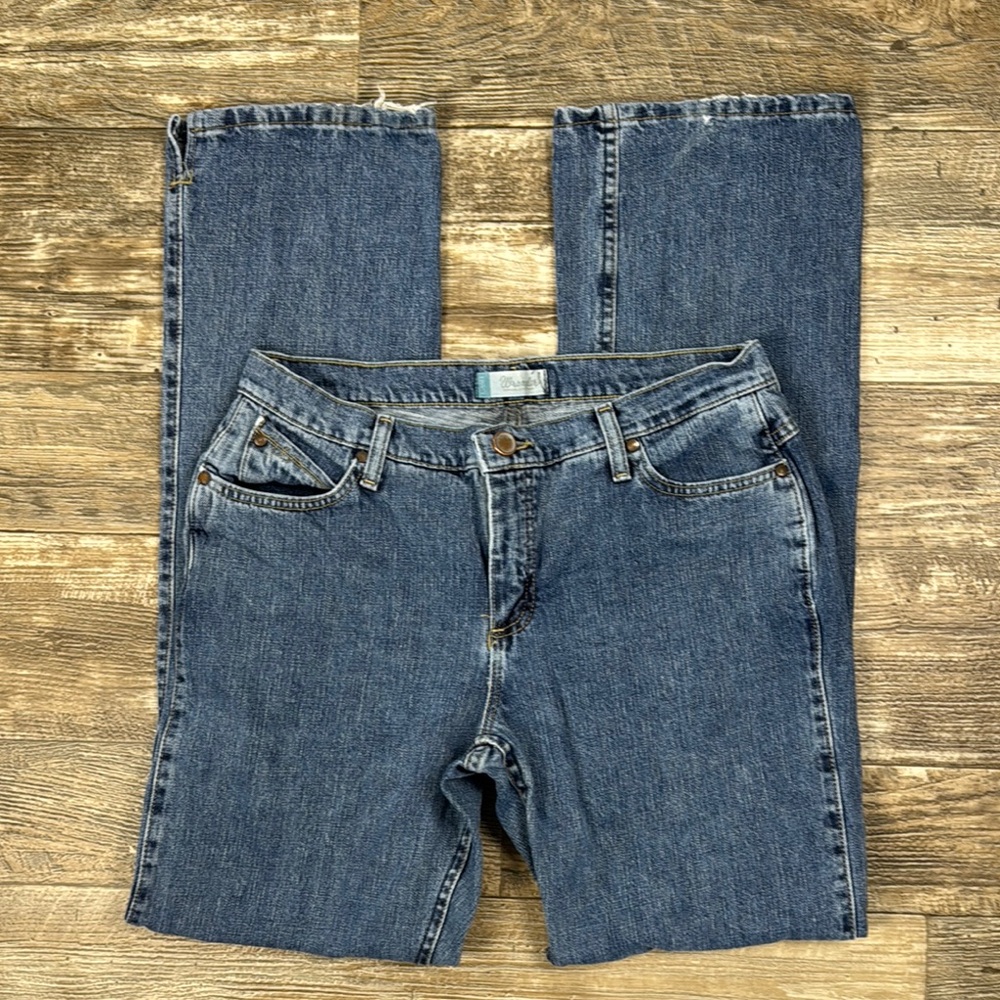 Wrangler Cash Jeans Women Blue Medium Wash Cowgirl Cut Jeans Western, 11/12X34